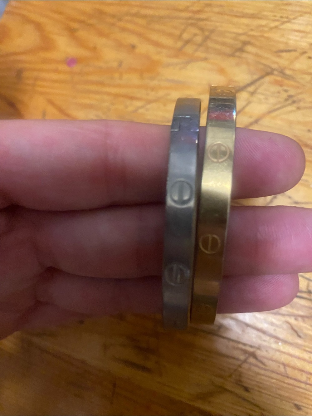 Mixed Metal Stackable Bangle Bracelets - Silver & Gold. 2 total
